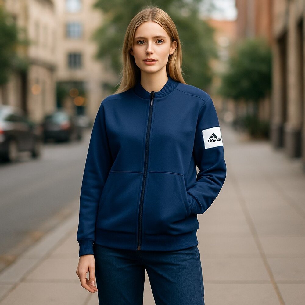 NWOT Adidas Bomber Jacket Navy Logo XL
